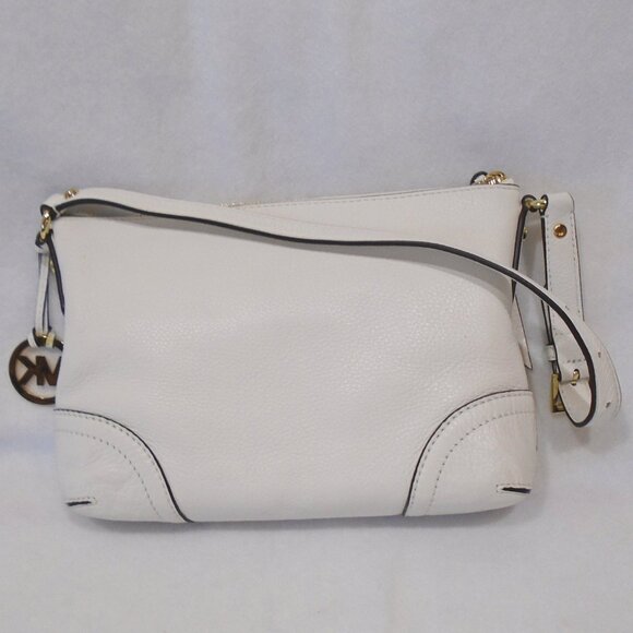 nwot Michael Kors Fallon white Pebbled Leather medium Shoulder Bag - Picture 5 of 9